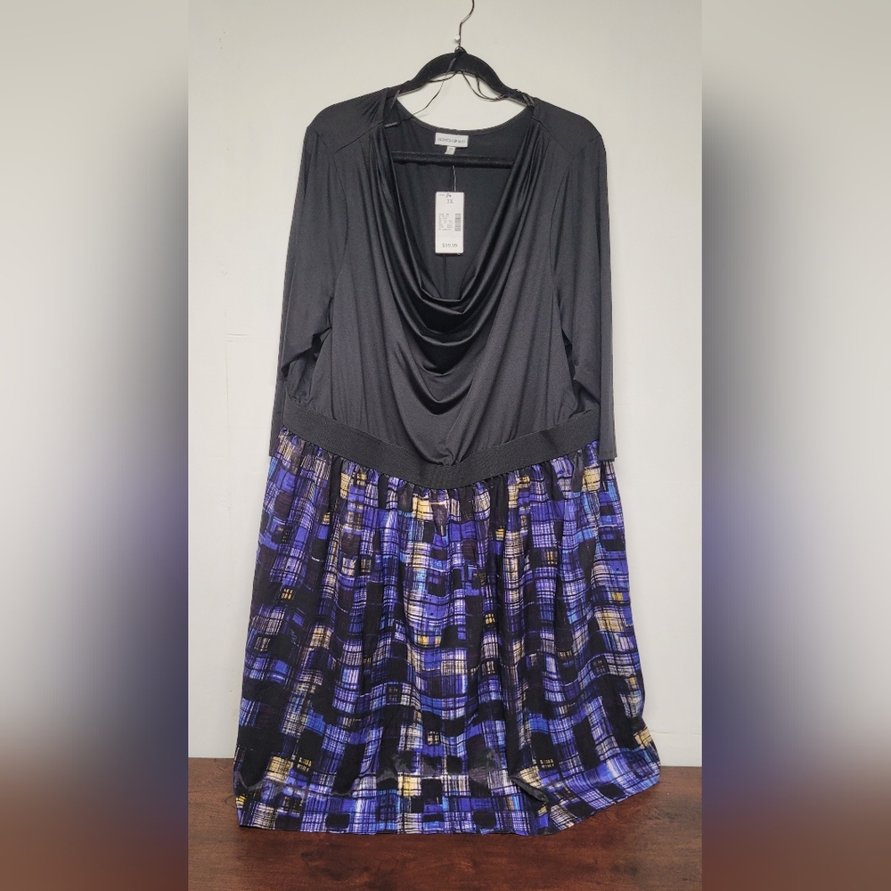 Fashion Bug Black and Blue Plaid Dress